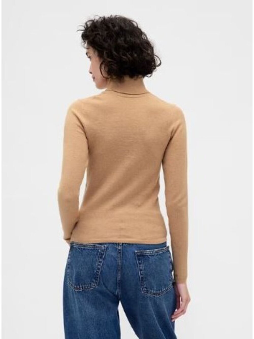 Gap Turtleneck Sweater Top Size XL Gold Metallic Long Sleeve Classic Ribbed - Picture 3 of 12